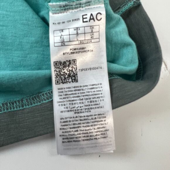 Guess‎ Denim Henley T-Shirt Men's Teal knit Short Sleeve Palm Trees LA Sz L - Picture 7 of 14